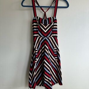 Urban Outfitters Multicolor Cross Back Straps Striped Mini Dress size XS
